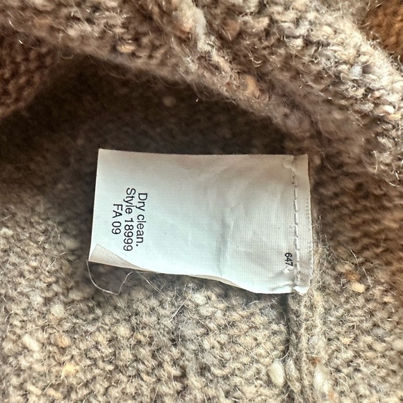 J.Crew Lrg Beige Speckled Deep V Chunky Wool Mohair Angora Pouch Pocket Sweater - Picture 4 of 4